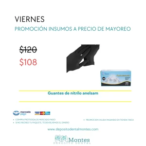 Guantes negros de nitrilo chico con 100 piezas anelsam